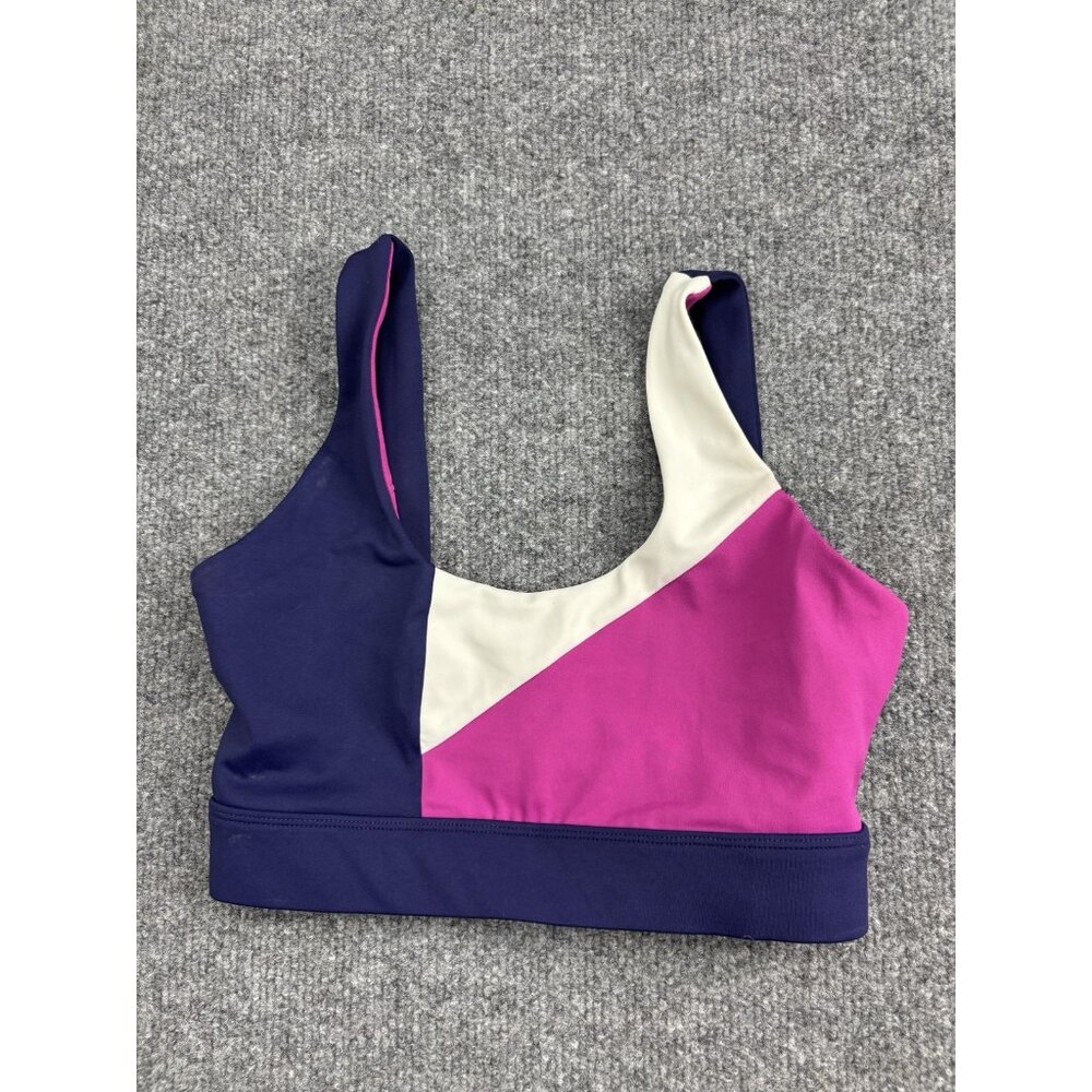 Wilo Sports Bra Womens XS Blue Pink Colorblock Scoop Neck Yoga Athletic Top